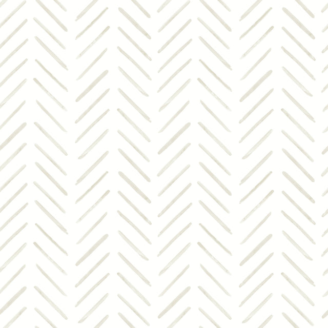 Painted Herringbone Sand Peel & Stick Wallpaper with Chevron Brushstroke Pattern - York PSW1529RL