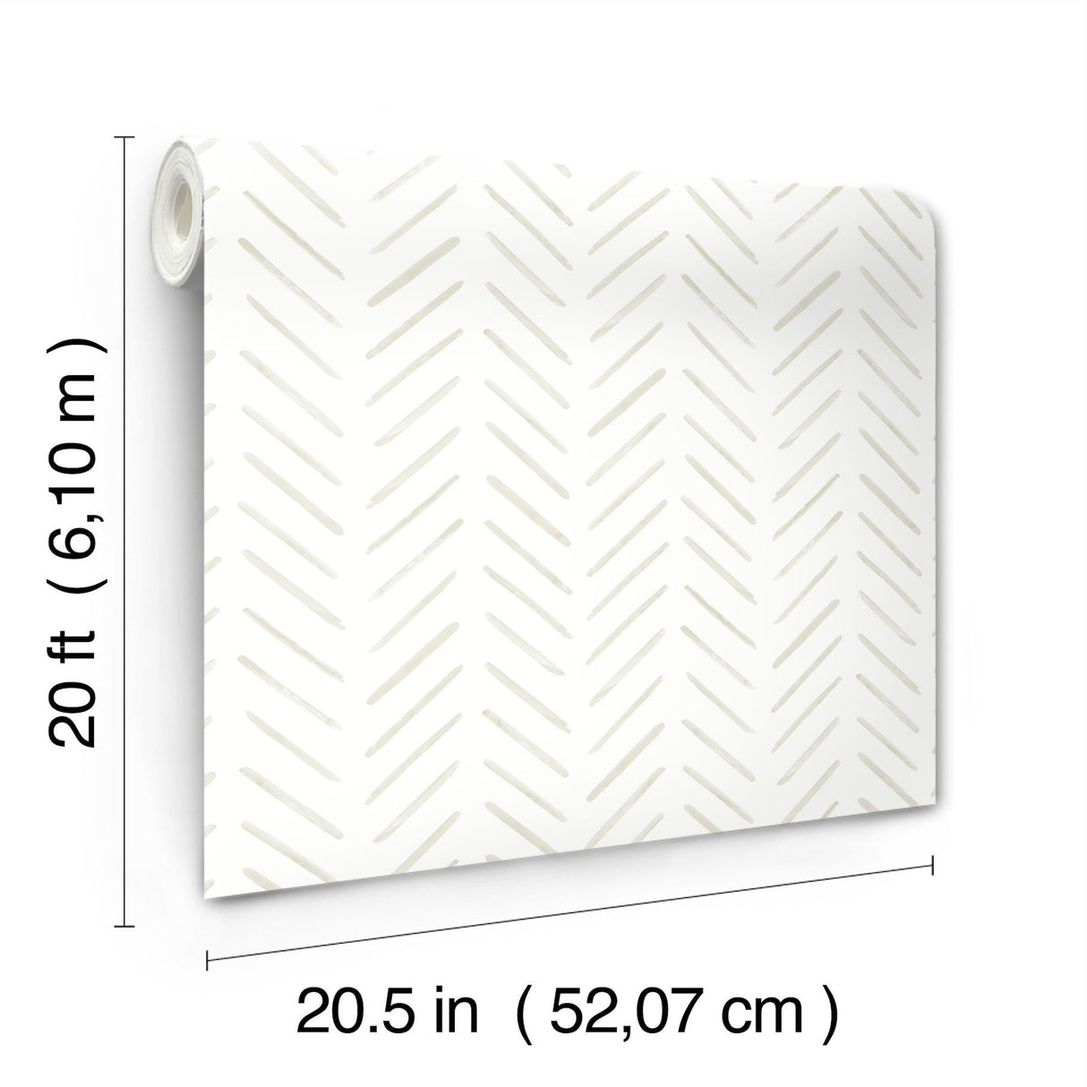 Painted Herringbone Sand Peel & Stick Wallpaper with Chevron Brushstroke Pattern - York PSW1529RL