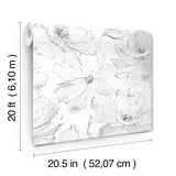 Floral Dreams Grey Peel & Stick Wallpaper with Watercolor Floral Motif - York PSW1530RL