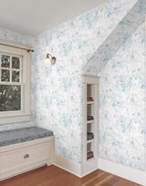 Floral Dreams Mineral Green Peel & Stick Wallpaper with Watercolor Floral Motif - York PSW1531RL