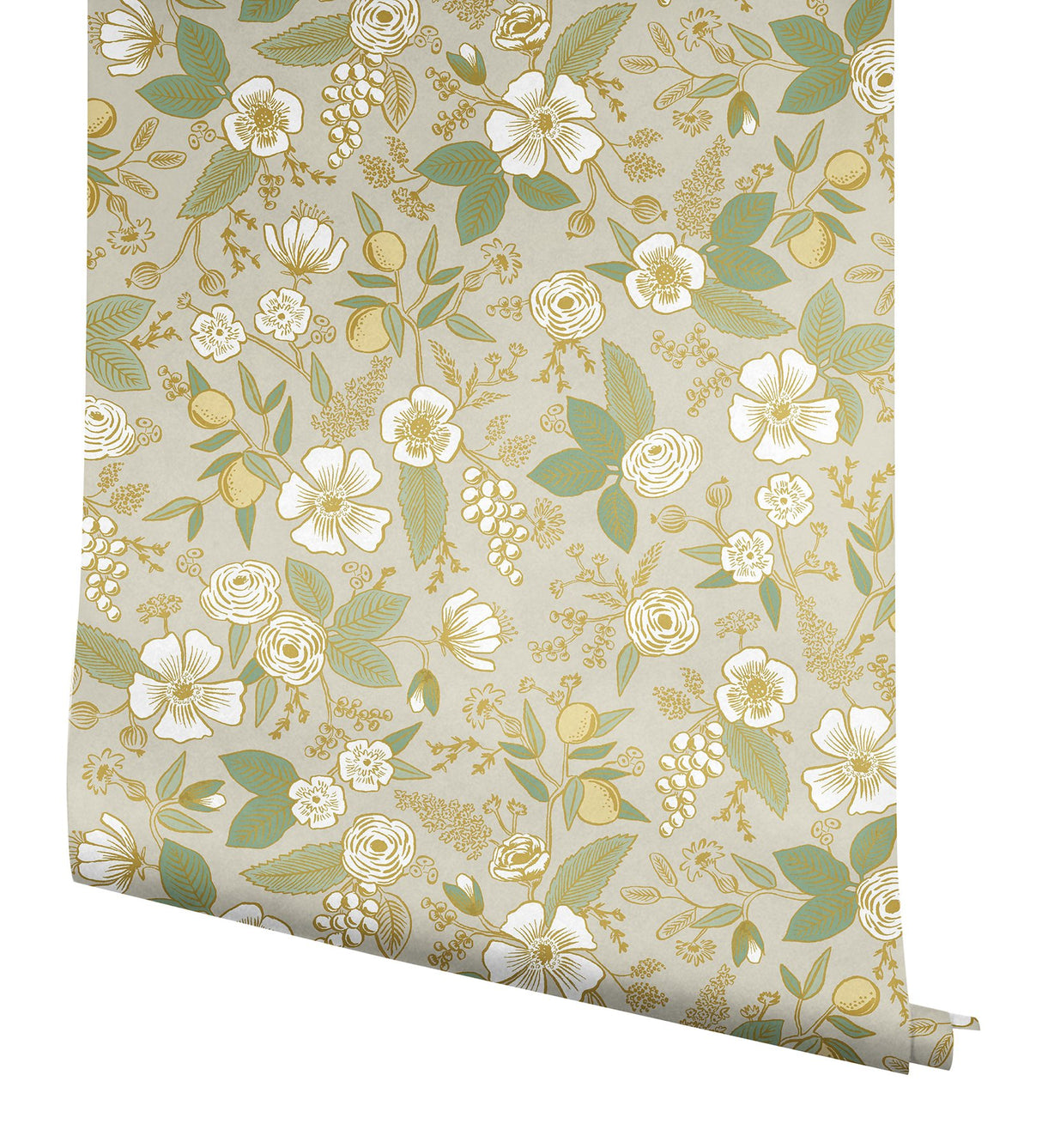 Colette Linen Peel & Stick Wallpaper with Metallic Floral Motif - York PSW1532RL