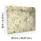Colette Linen Peel & Stick Wallpaper with Metallic Floral Motif - York PSW1532RL