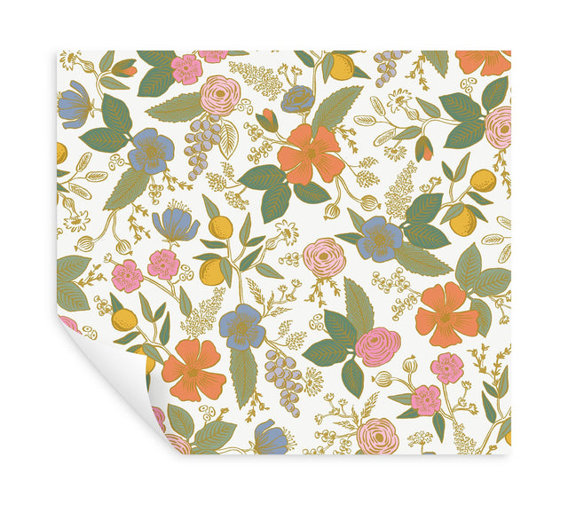 Colette Rose Multicolor Peel & Stick Wallpaper with Whimsical Floral Pattern - York PSW1533RL