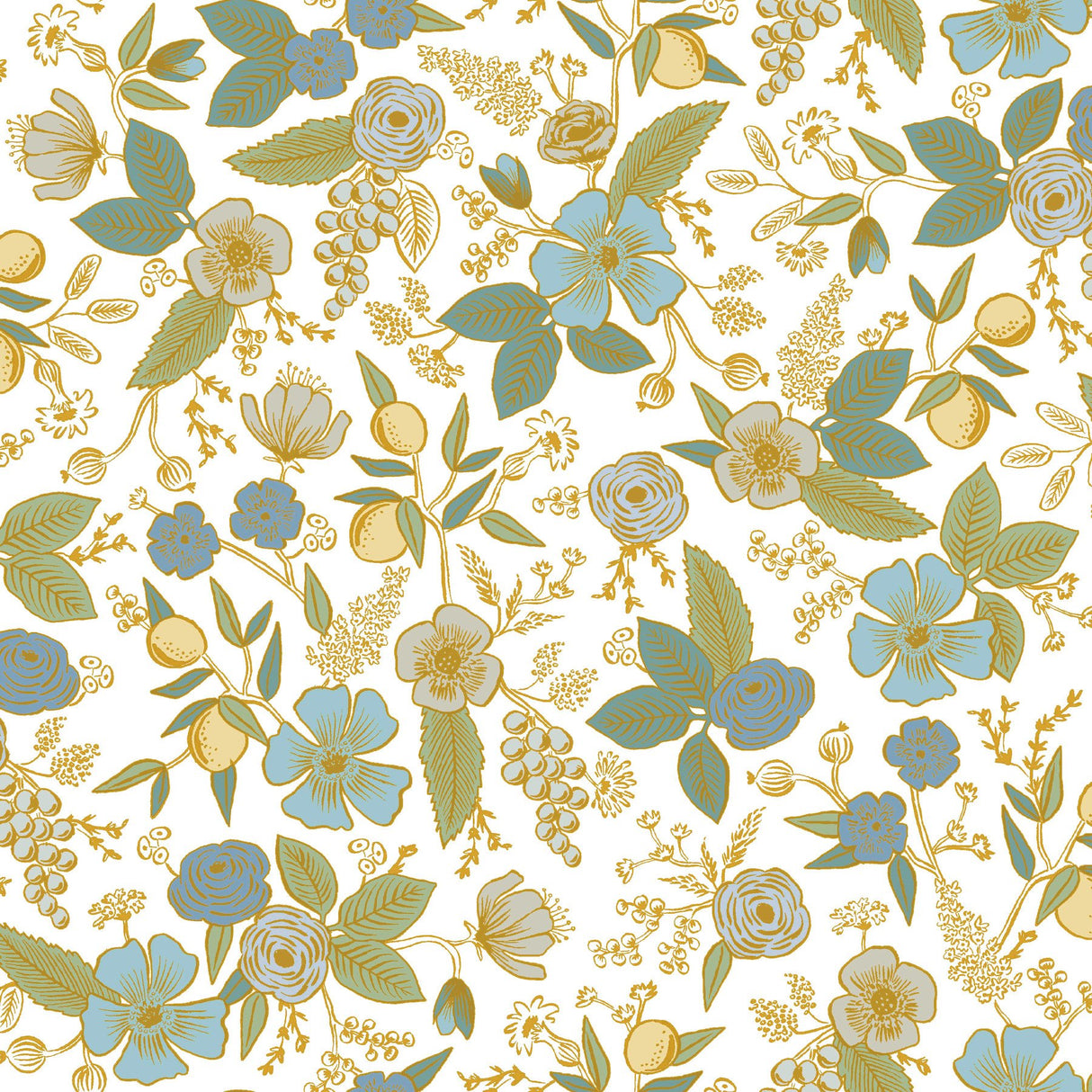 Colette Blue Multicolor Peel & Stick Wallpaper with Metallic Floral Whimsical Style - York PSW1535RL