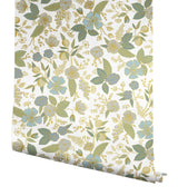 Colette Blue Multicolor Peel & Stick Wallpaper with Metallic Floral Whimsical Style - York PSW1535RL