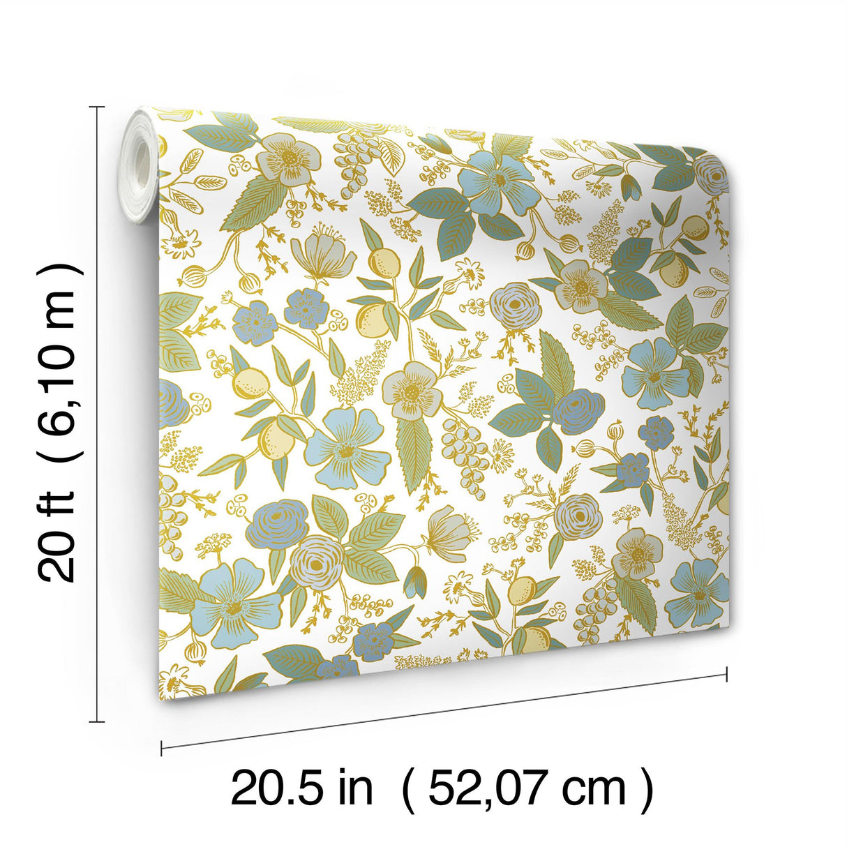 Colette Blue Multicolor Peel & Stick Wallpaper with Metallic Floral Whimsical Style - York PSW1535RL
