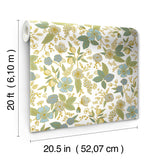 Colette Blue Multicolor Peel & Stick Wallpaper with Metallic Floral Whimsical Style - York PSW1535RL