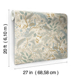 Peacock Garden Linen Peel & Stick Wallpaper with Whimsical Animal Motif - York PSW1538RL