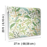 Peacock Garden White Peel & Stick Wallpaper with Whimsical Animal Motif - York PSW1539RL
