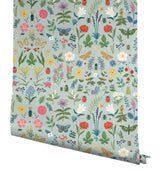 Curio Mint Peel & Stick Wallpaper with Whimsical Animals & Insects Motif - York PSW1540RL