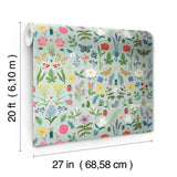 Curio Mint Peel & Stick Wallpaper with Whimsical Animals & Insects Motif - York PSW1540RL