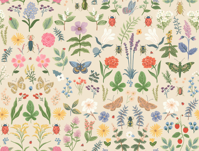 Curio Cream Peel & Stick Wallpaper with Whimsical Animals & Insects Motif - York PSW1542RL
