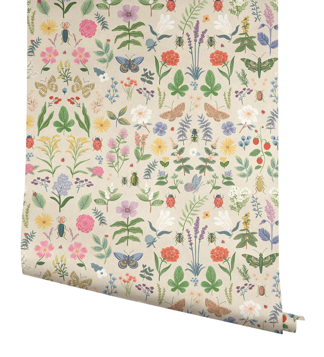Curio Cream Peel & Stick Wallpaper with Whimsical Animals & Insects Motif - York PSW1542RL