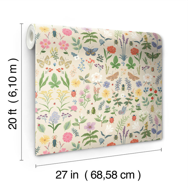Curio Cream Peel & Stick Wallpaper with Whimsical Animals & Insects Motif - York PSW1542RL