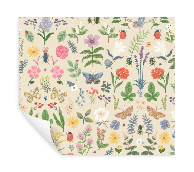 Curio Cream Peel & Stick Wallpaper with Whimsical Animals & Insects Motif - York PSW1542RL