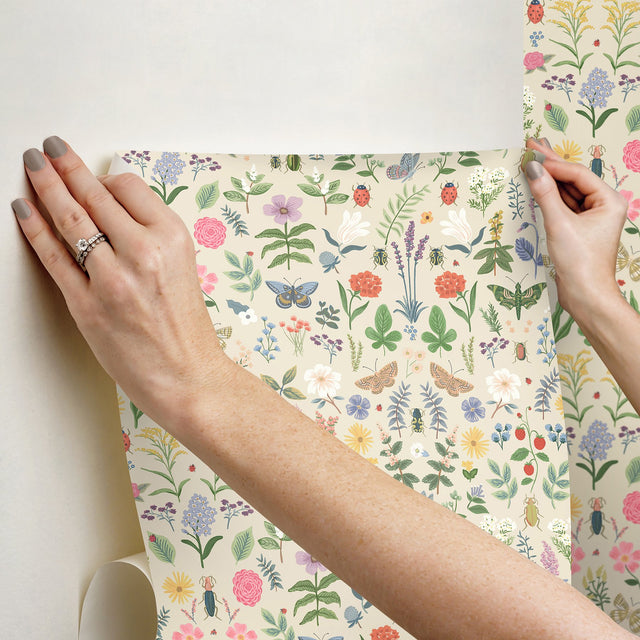 Curio Cream Peel & Stick Wallpaper with Whimsical Animals & Insects Motif - York PSW1542RL