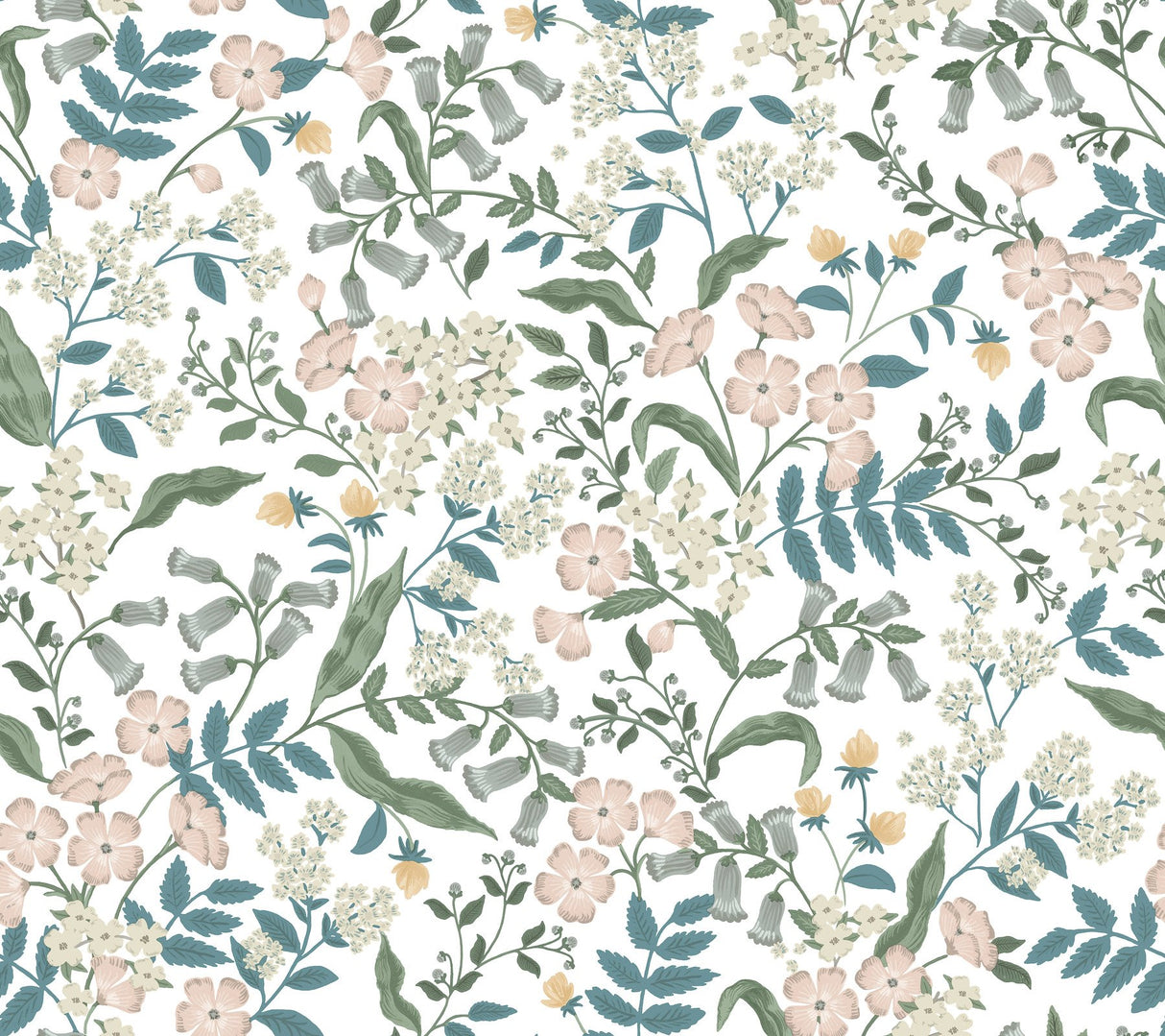 Sweetbrier Blush Peel & Stick Wallpaper with Whimsical Floral Pattern - York PSW1543RL