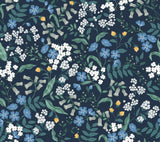 Sweetbrier Navy Peel & Stick Wallpaper with Whimsical Floral Pattern - York PSW1544RL