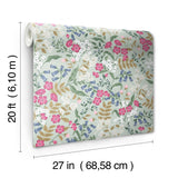 Sweetbrier Mint Peel & Stick Wallpaper with Whimsical Floral Pattern - York PSW1545RL