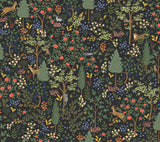 Woodland Black Peel & Stick Wallpaper with Whimsical Animals & Insects Pattern - York PSW1546RL