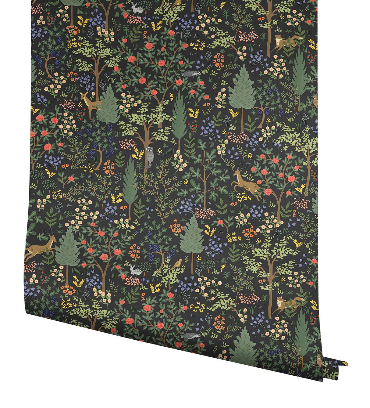 Woodland Black Peel & Stick Wallpaper with Whimsical Animals & Insects Pattern - York PSW1546RL
