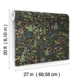 Woodland Black Peel & Stick Wallpaper with Whimsical Animals & Insects Pattern - York PSW1546RL