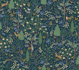 Woodland Navy Peel & Stick Wallpaper with Whimsical Animals & Insects Pattern - York PSW1547RL