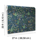 Woodland Navy Peel & Stick Wallpaper with Whimsical Animals & Insects Pattern - York PSW1547RL