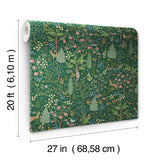 Woodland Emerald Peel & Stick Wallpaper with Whimsical Animals & Insects Pattern - York PSW1548RL