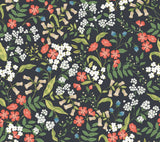 Sweetbrier Black Floral Peel & Stick Wallpaper, Whimsical Style - York PSW1549RL