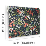 Sweetbrier Black Floral Peel & Stick Wallpaper, Whimsical Style - York PSW1549RL