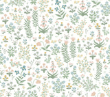 Menagerie Garden Blush Multicolor Peel & Stick Wallpaper with Whimsical Floral Pattern - York PSW1550RL