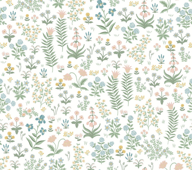 Menagerie Garden Blush Multicolor Peel & Stick Wallpaper with Whimsical Floral Pattern - York PSW1550RL