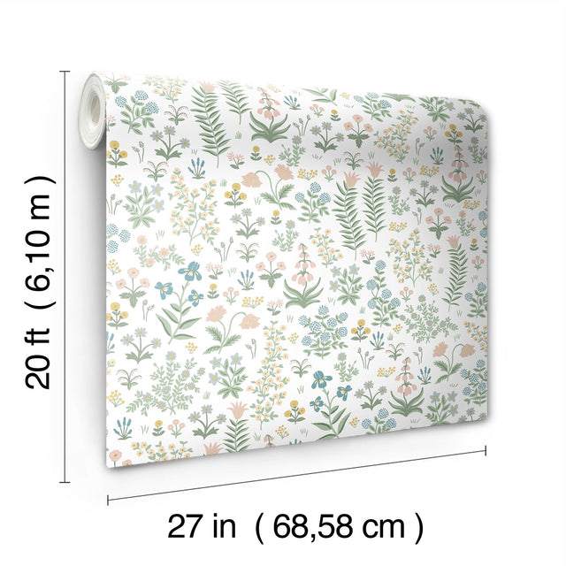 Menagerie Garden Blush Multicolor Peel & Stick Wallpaper with Whimsical Floral Pattern - York PSW1550RL