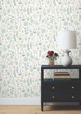 Menagerie Garden Blush Multicolor Peel & Stick Wallpaper with Whimsical Floral Pattern - York PSW1550RL