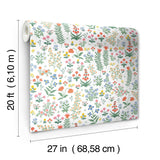Menagerie Garden Rose Multicolor Peel & Stick Wallpaper with Whimsical Floral Pattern - York PSW1552RL