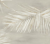 Endless Summer Taupe Peel & Stick Wallpaper by York Wallcoverings - PSW1555RL - Watercolor palm fronds with gold metallic accents on a warm taupe background