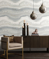 Shifting Sands Slate Blue Bohemian Metallic Non Woven Peel and Stick Wallpaper by York Wallcoverings Aviva Stanoff Collection - PSW1559RL