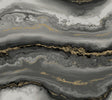 Shifting Sands Onyx Peel & Stick Wallpaper PSW1561RL by York Wallcoverings – black and gold marble waves pattern
