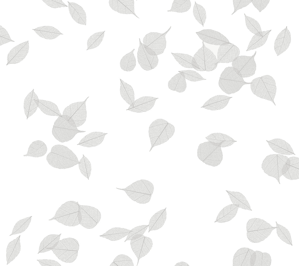 Inner Peace Salt Grey Peel & Stick Wallpaper by Aviva Stanoff for York Wallcoverings, PSW1562RL, floating leaf motif in grey.
