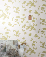 Inner Peace Champagne by York Wallcoverings Aviva Stanoff Metallic Botanical Ficus Leaf Peel and Stick Wallpaper - PSW1563RL