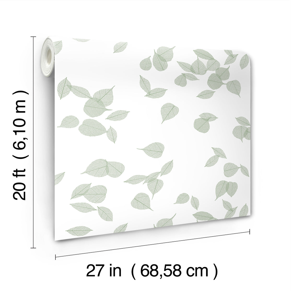 Inner Peace Sage Floating Botanical Ficus Leaf Peel & Stick Non Woven Wallpaper by York Wallcoverings Aviva Stanoff - PSW1564RL