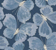Monarch Pewter Peel and Stick Wallpaper by York Wallcoverings featuring large-scale butterflies in blue and pewter metallic tones - PSW1566RL
