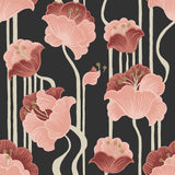 Shirley Deco Floral Coral Peel & Stick Wallpaper with Whimsical Metallic Finish - York PSW1571RL