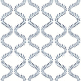 Florentine Blue Vine Trellis Peel & Stick Wallpaper with Botanical Ogee Pattern - York PSW1573RL