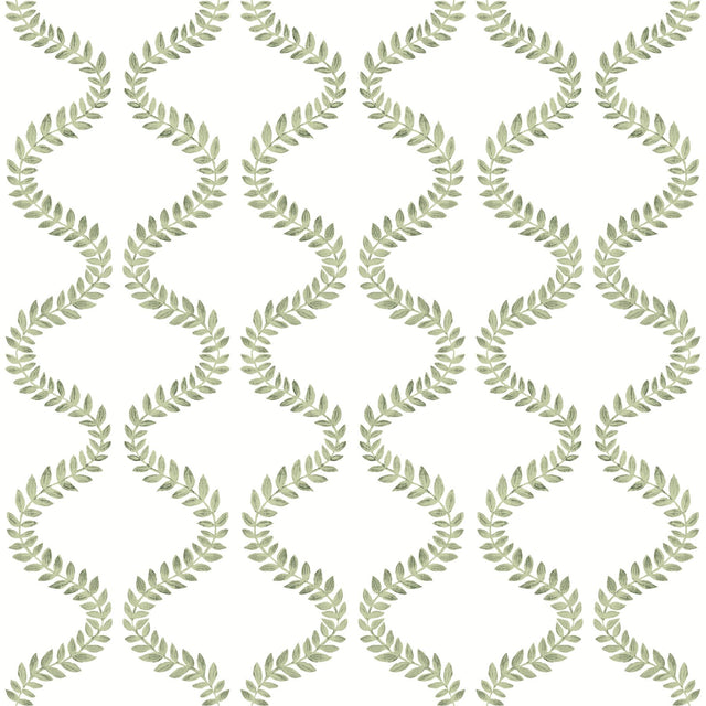 Florentine Green Vine Trellis Peel & Stick Wallpaper with Botanical Vine Ogee - York PSW1574RL