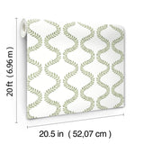 Florentine Green Vine Trellis Peel & Stick Wallpaper with Botanical Vine Ogee - York PSW1574RL