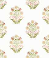 Sophie Pink Floral Medallion Peel & Stick Wallpaper with Farmhouse Floral Motif - York PSW1577RL