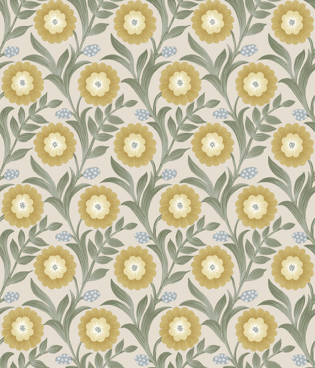 Lillian Sage Floral Vine Peel & Stick Wallpaper with Farmhouse Floral Pattern - York PSW1579RL