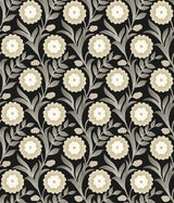 Lillian Black Floral Vine Peel & Stick Wallpaper with Farmhouse Floral Pattern - York PSW1581RL